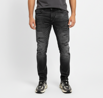 Jordan Craig Sean Fit Slim Fit Super Stretch Tapered Black Shadow Jeans