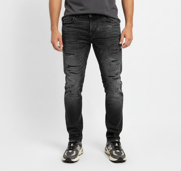 Jordan Craig Sean Fit Slim Fit Super Stretch Tapered Black Shadow Jeans