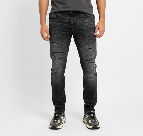 Jordan Craig Sean Fit Slim Fit Super Stretch Tapered Black Shadow Jeans U