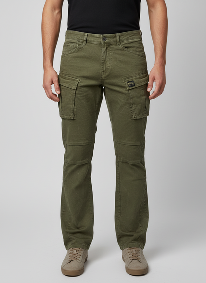 Apprv Denim Stacked Cargo Pants (Olive)