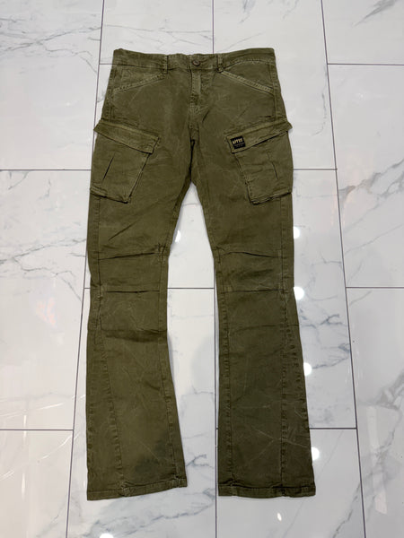 Apprv Denim Stacked Cargo Pants (Olive)