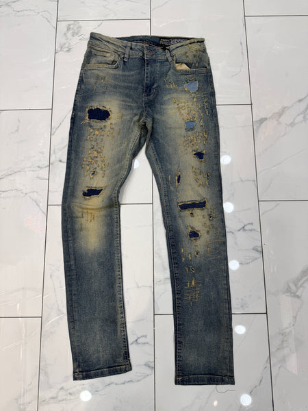 M. Society Artic Blue Wash Ripped Skinny Fit Jeans U