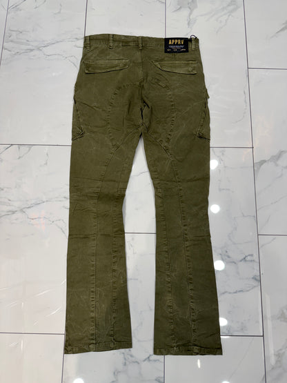 Apprv Denim Stacked Cargo Pants (Olive)