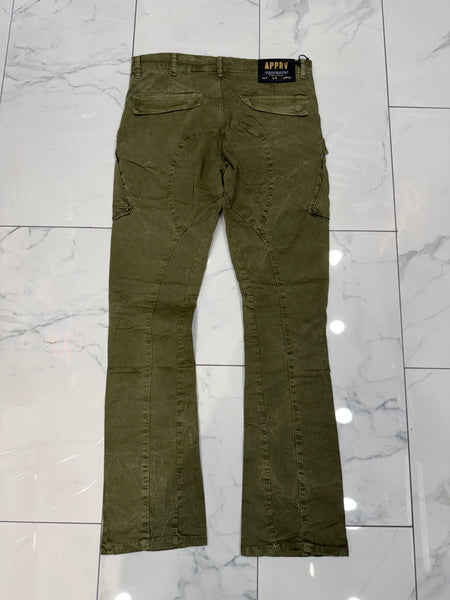 Apprv Denim Stacked Cargo Pants (Olive)