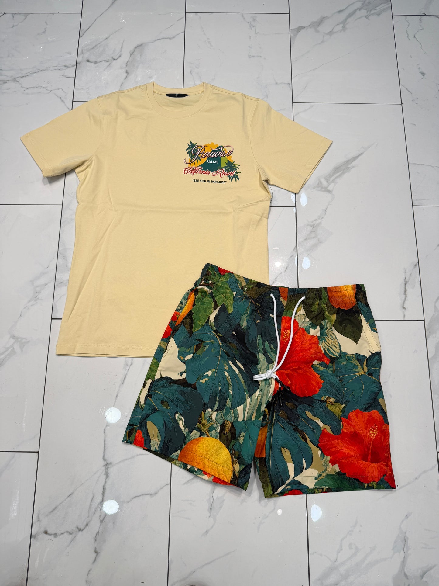 Jordan Craig x See You In Paradise Graphic Paradise Palms Nylon Shorts (Tropical)