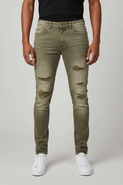 Jordan Craig Sean Fit Slim Fit Tapered Olive Jeans