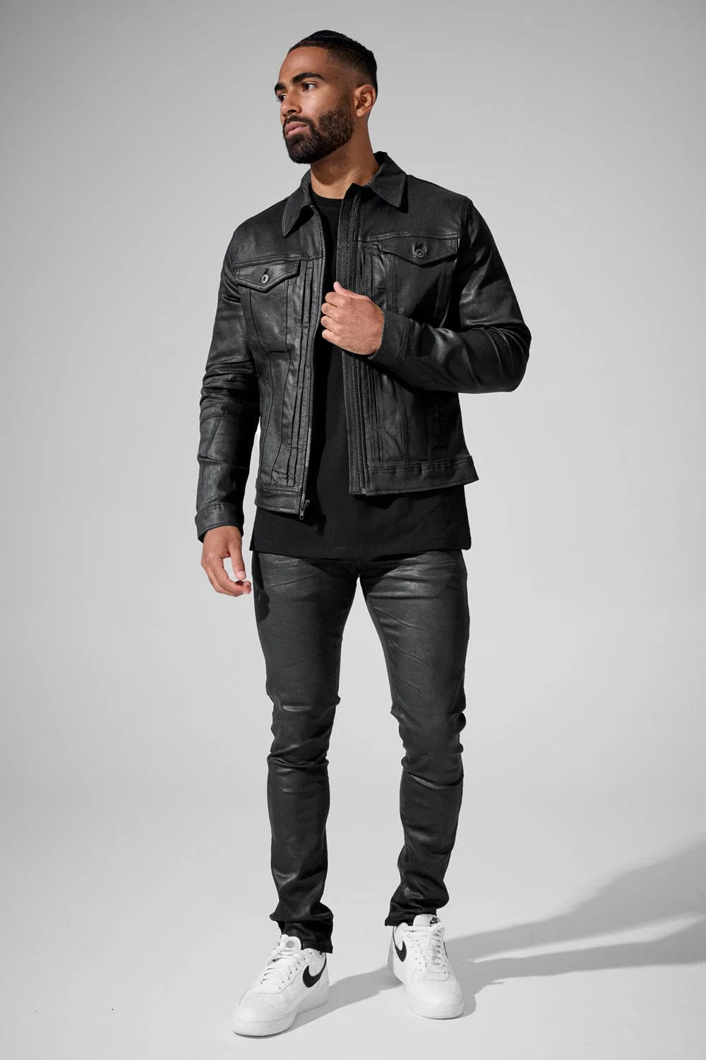 Jordan Craig Smooth Criminal Full Zip Trucker Jacket (Jet Black)