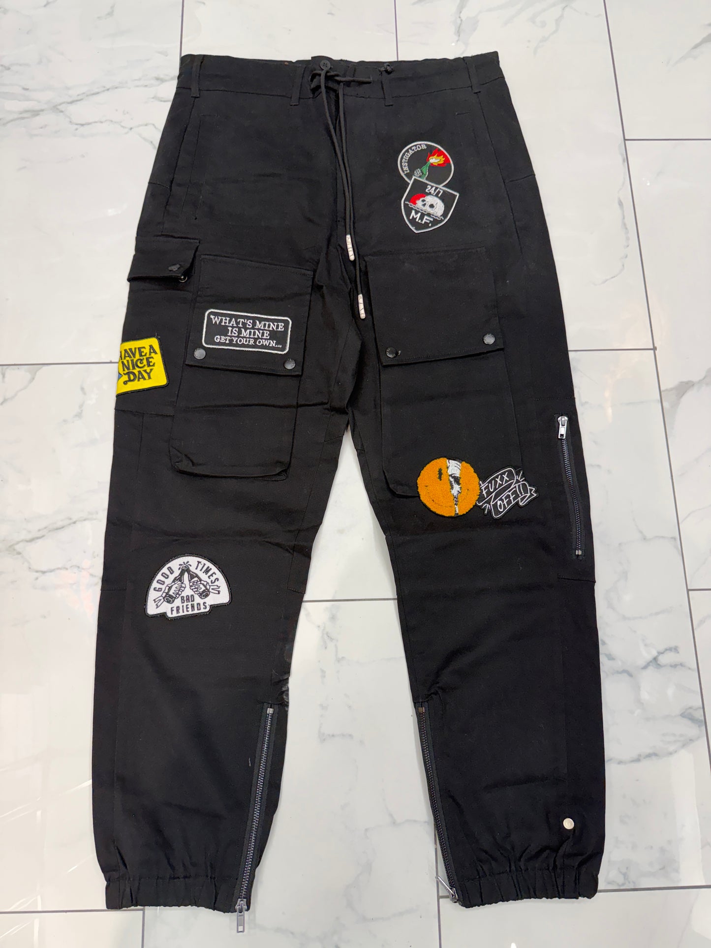 Born Fly Twill Cargo Joggers w/Patches U