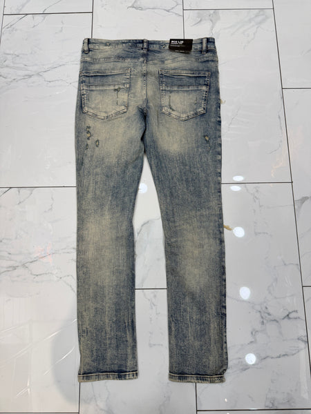 M. Society Light Vintage Blue Wash Ripped Skinny Fit Jeans U