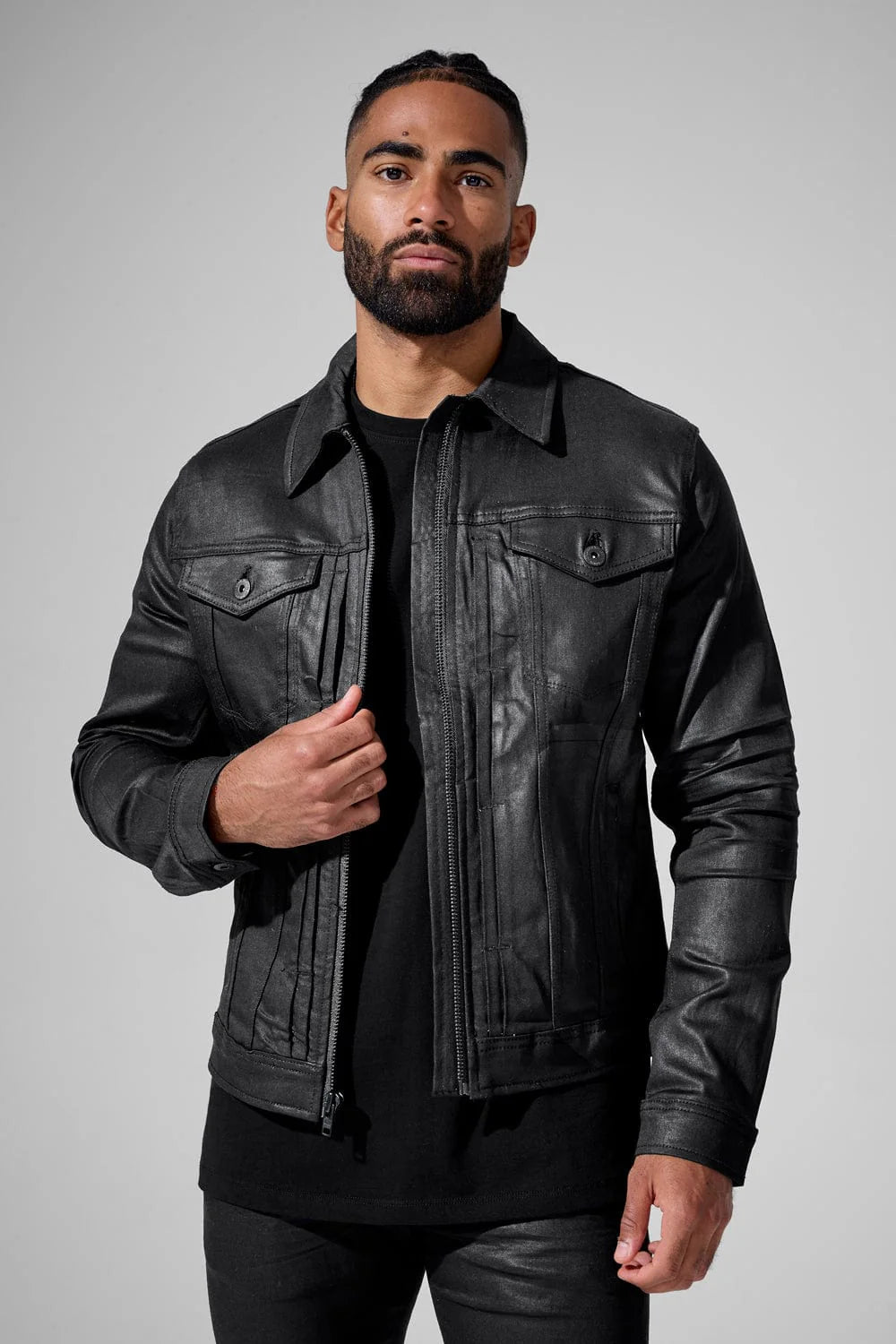 Jordan Craig Smooth Criminal Full Zip Trucker Jacket (Jet Black)