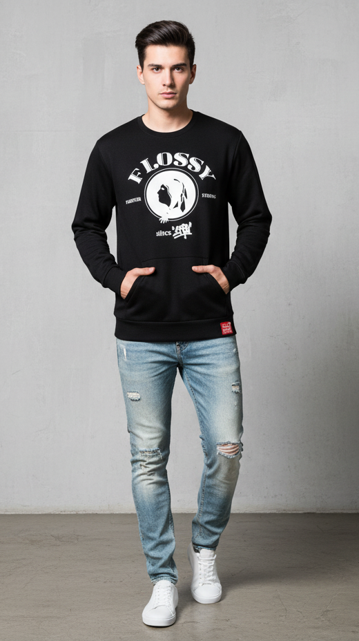 The Mag Seven Sapa Black Flossy Crewneck U