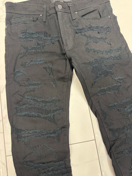 Jordan Craig Sean Fit Slim Fit Jeans--Black w/ Blue Rips U