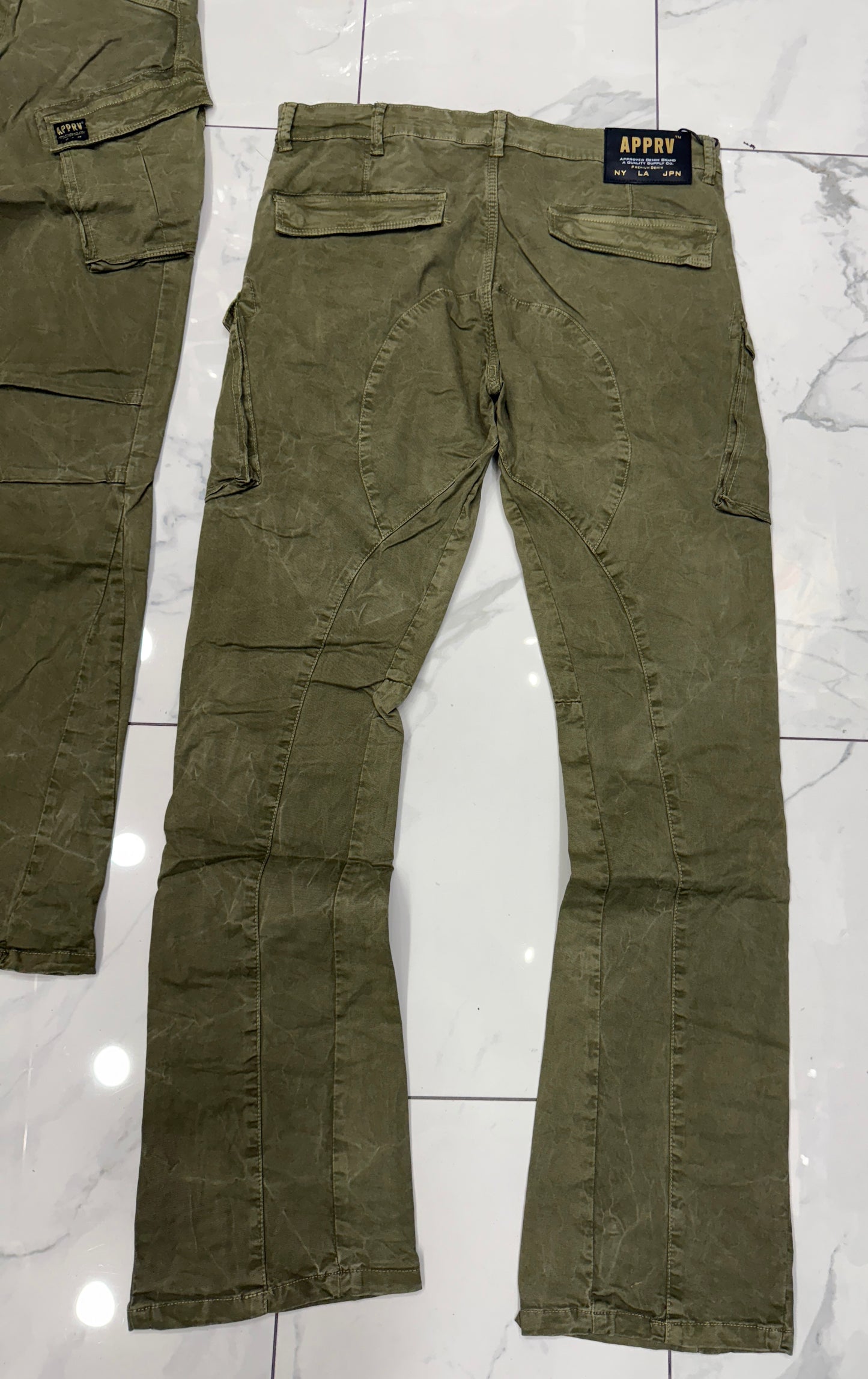 Apprv Denim Stacked Cargo Pants (Olive)