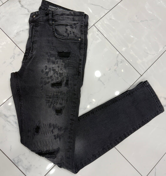 M. Society Black Wash Ripped Skinny Fit Jeans