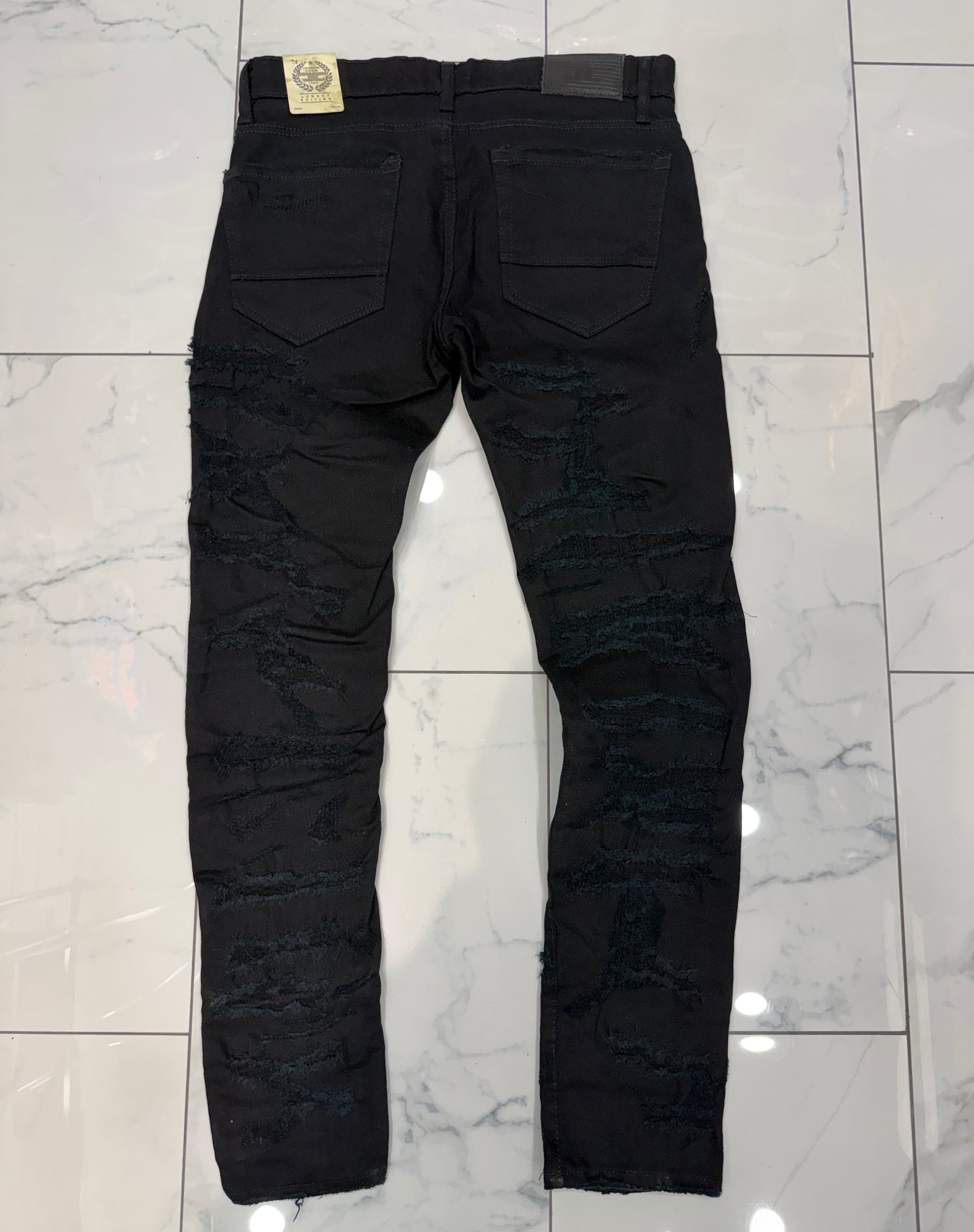 Jordan Craig Sean Fit Slim Fit Jeans--Black w/ Blue Rips U