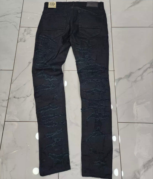 Jordan Craig Sean Fit Slim Fit Jeans--Black w/ Blue Rips