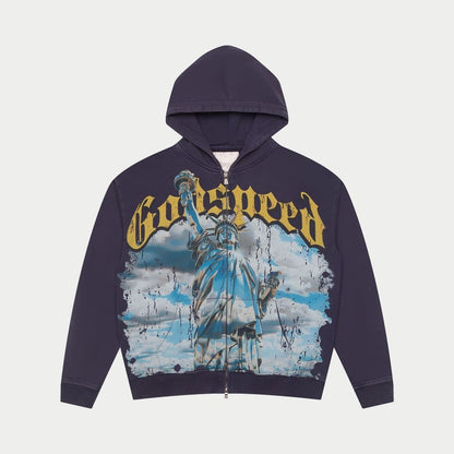 Godspeed Chrome Liberty Zip Up Hoodie (Navy)