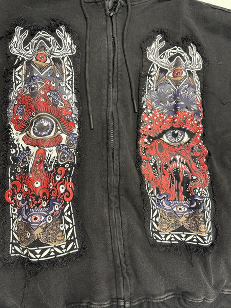 Hudson Black Acid Windows Fleece Stacked Fit Sweatsuit