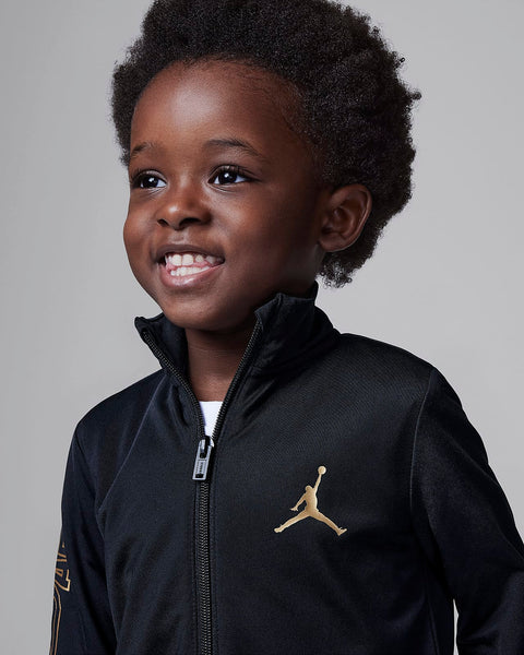Jordan Take Flight Black and Gold Tricot Toddlers Full TrackSuit( Track Jacket + Pants)
