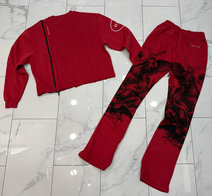 Vie Riche Arc Angel Crewneck Sweatsuit (Burgundy) U
