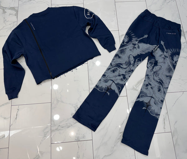 Vie Riche Arc Angel Crewneck Sweatsuit (Navy) U