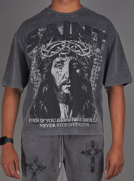 NME Grey Washed Saint Tee