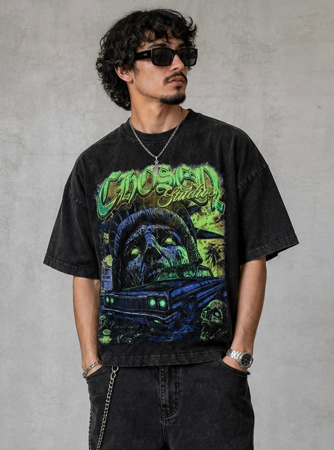 Chosen Midnight Rider Vintage Wash Graphic Boxy T-Shirt