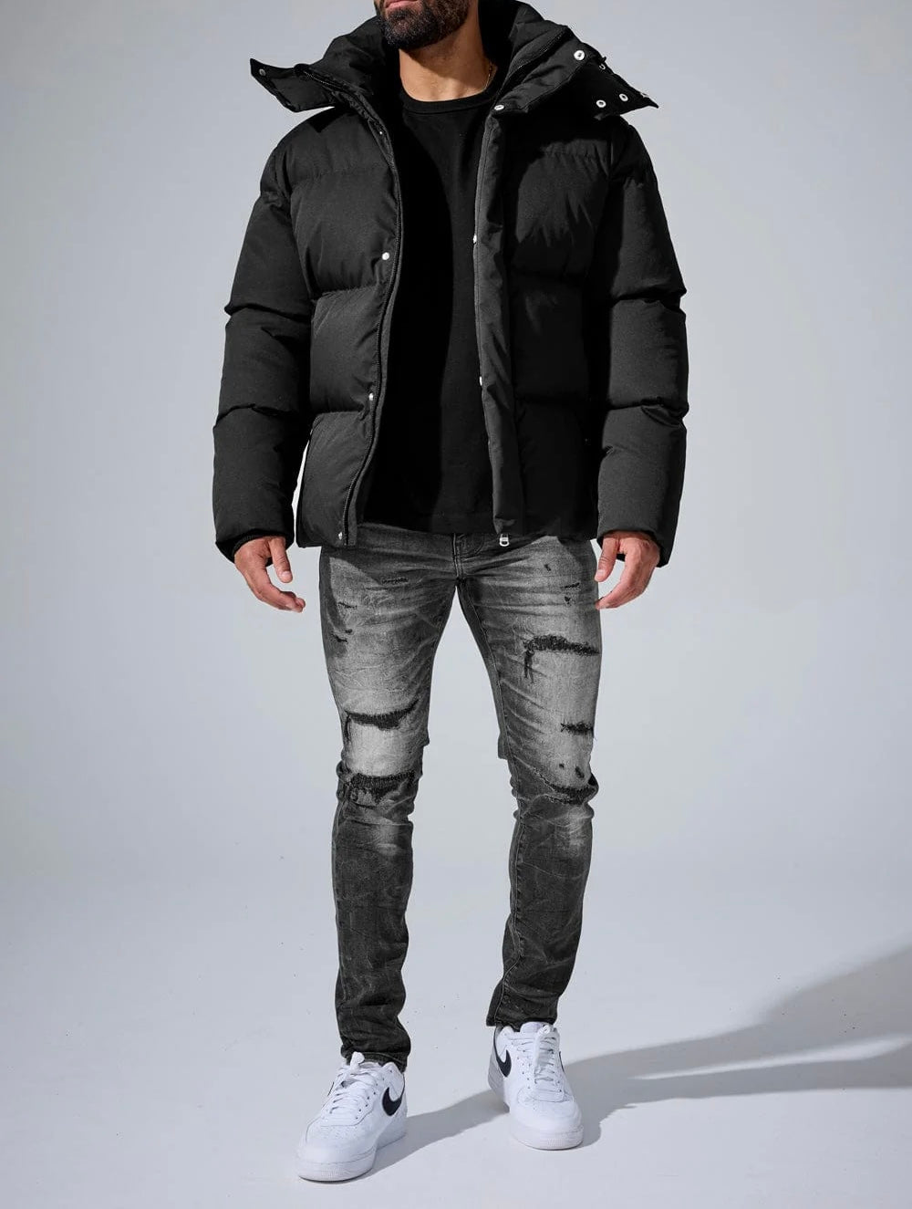 Jordan Craig Jackson Height Black Puffer Jacket with Removable Hood