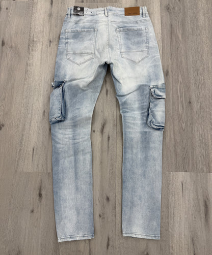 Jordan Denim w/ Cargo Pockets Slim Taper Fit Jeans (Iced White)