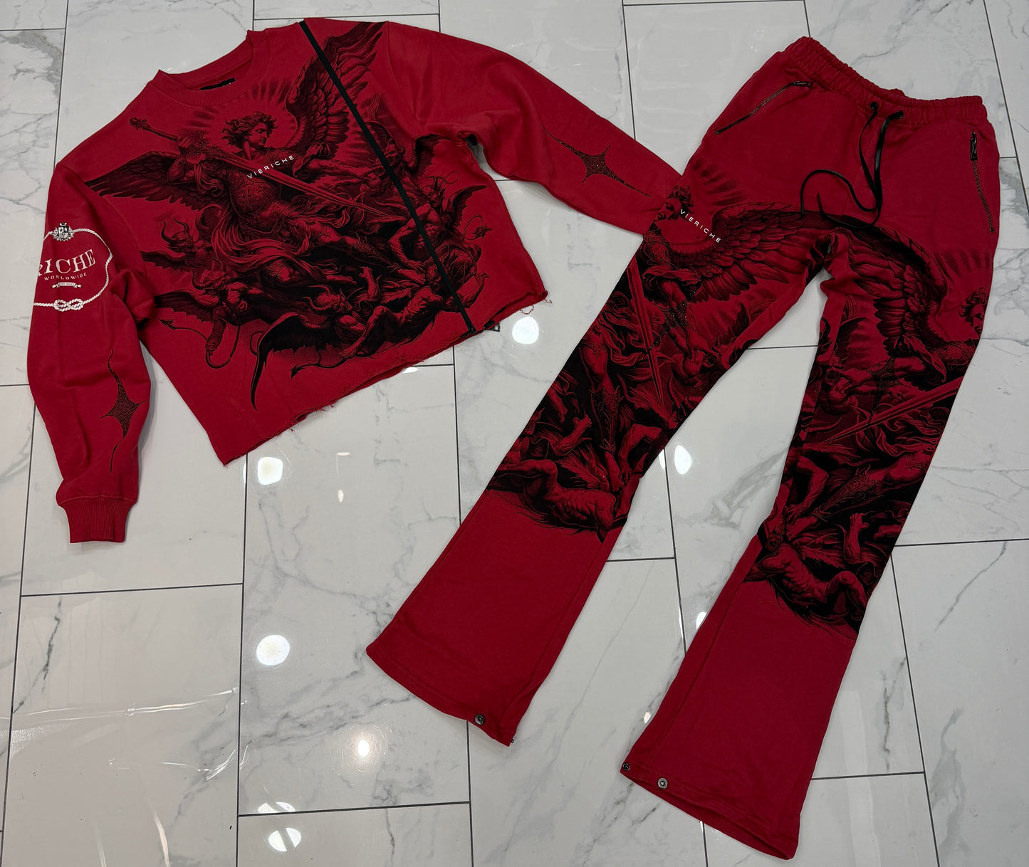 Vie Riche Arc Angel Crewneck Sweatsuit (Burgundy) U