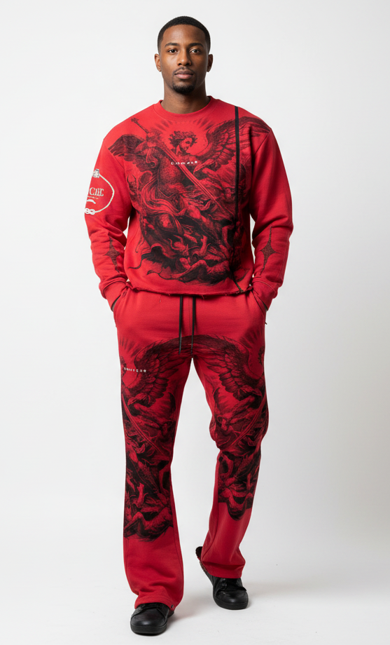 Vie Riche Arc Angel Crewneck Sweatsuit (Burgundy)