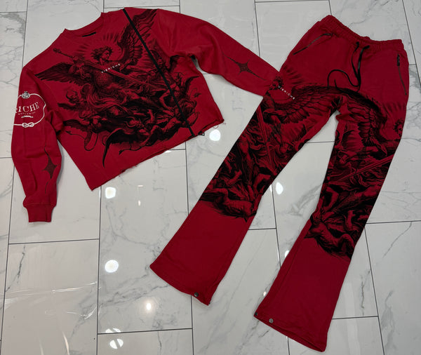 Vie Riche Arc Angel Crewneck Sweatsuit (Burgundy) U