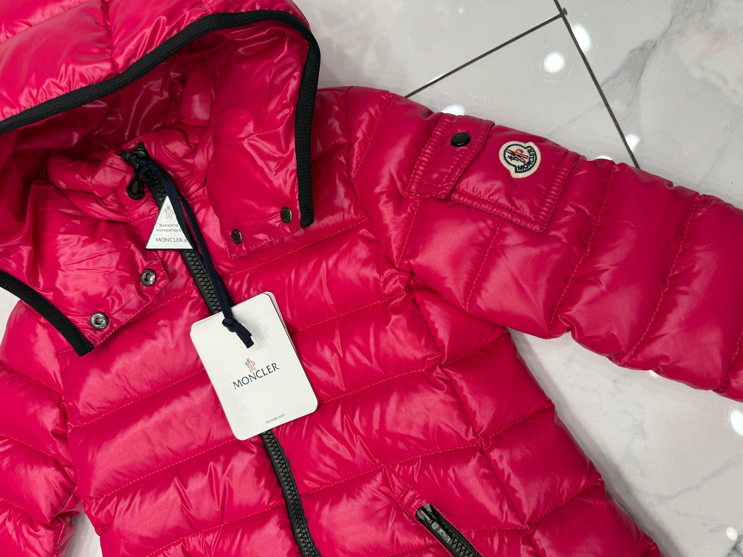 Kids Moncler Moka Giubbotto Long Pink Down Puffer Parka Enfant Girls  (RETAIL $765)