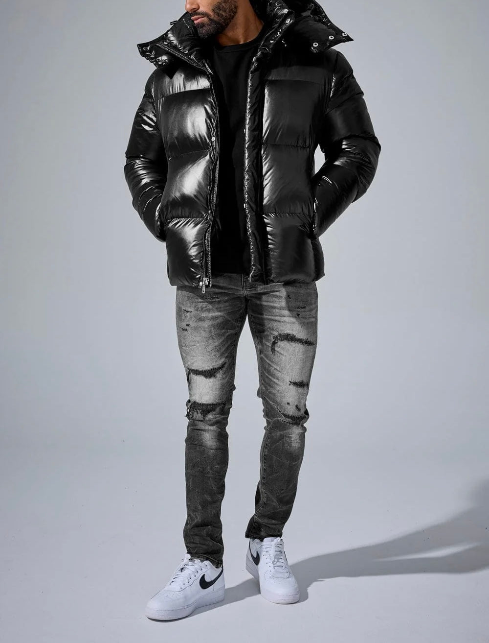 Jordan Craig Black Astoria Bubble Jacket with Removable Hood