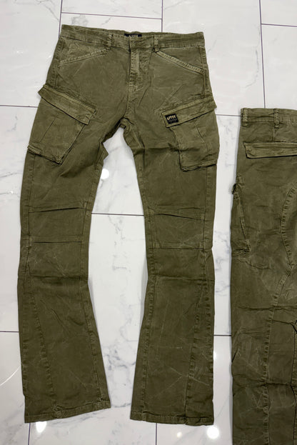 Apprv Denim Stacked Cargo Pants (Olive)