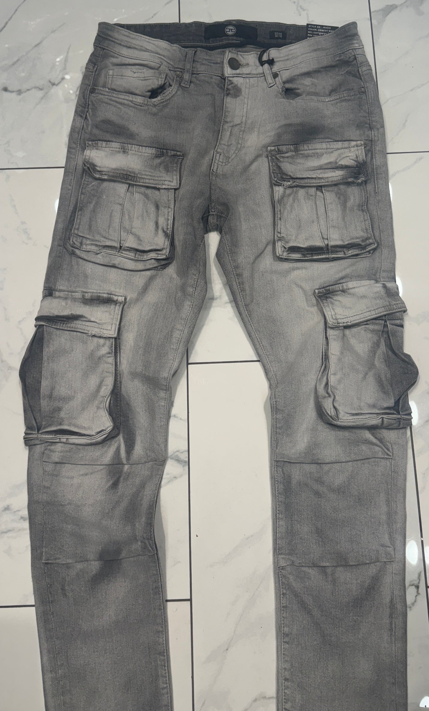 Jordan Denim w/ Cargo Pockets Slim Taper Fit Jeans (Cement Wash)