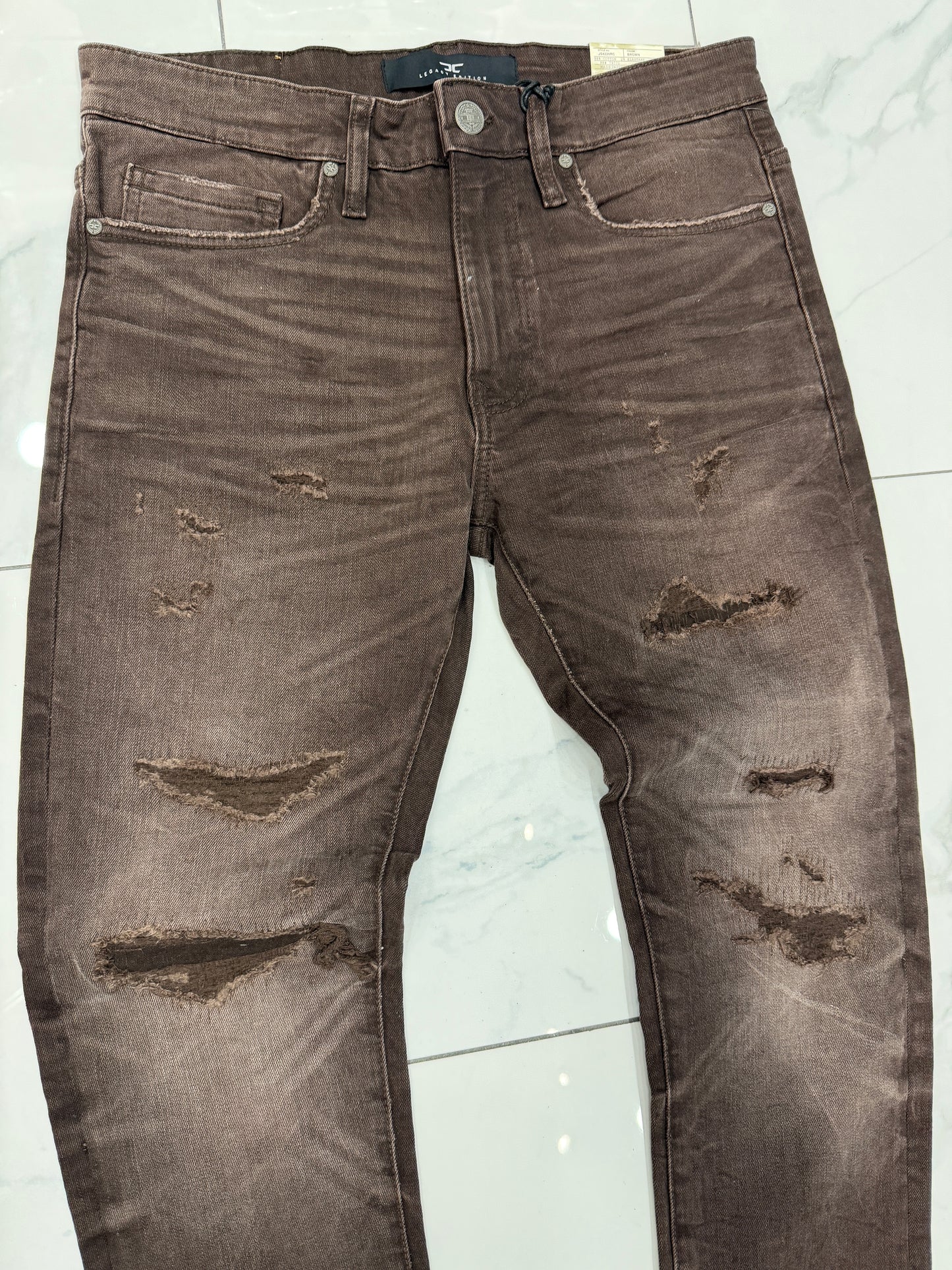 Jordan Craig Sean Fit Slim Fit Tapered Brown Jeans