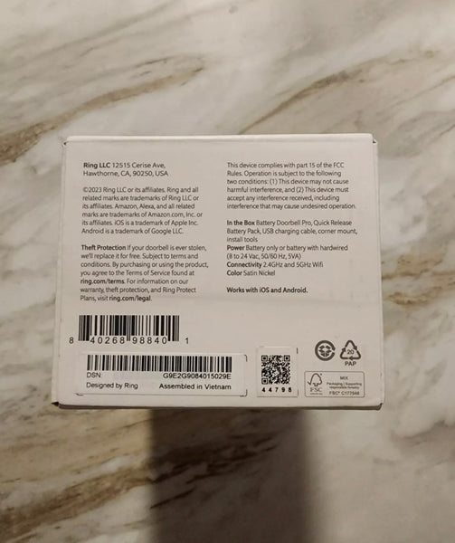 Ring - Battery Doorbell Pro Smart Wi-Fi Video Doorbell - Battery-powered ( NO RETURNS—FINAL SALE)