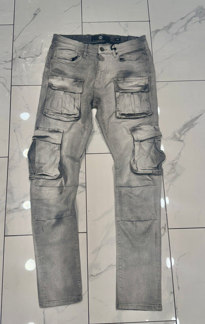 Jordan Denim w/ Cargo Pockets Slim Taper Fit Jeans (Cement Wash)