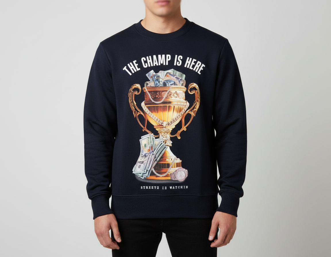 Streetz Iz Watchin The Champ Is Here Sweatshirt (Navy)
