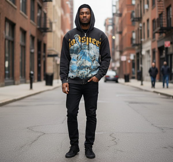 Godspeed Chrome Liberty Zip Up Hoodie (Black Wash)