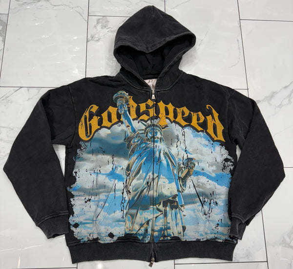 Godspeed Chrome Liberty Zip Up Hoodie (Black Wash)
