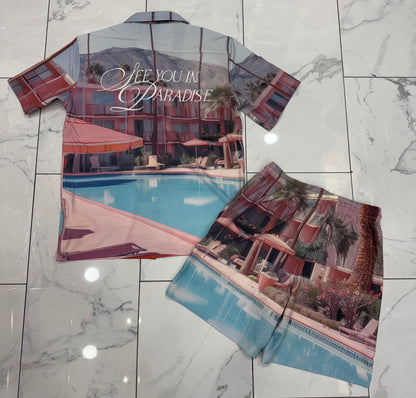 Jordan Craig Wanderlust S/S Party Shirt (Flamingo)