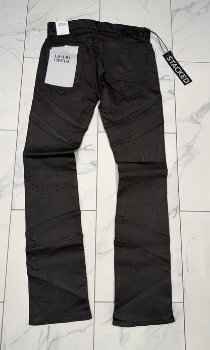 Jordan Craig x Liquid Crystal Rhinestone Stacked Jeans