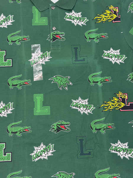 Lacoste Allover Crocodile Green Polo Shirt