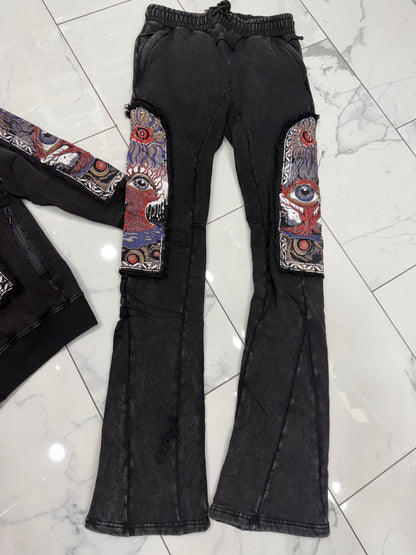 Hudson Black Acid Windows Fleece Stacked Fit Sweatsuit U
