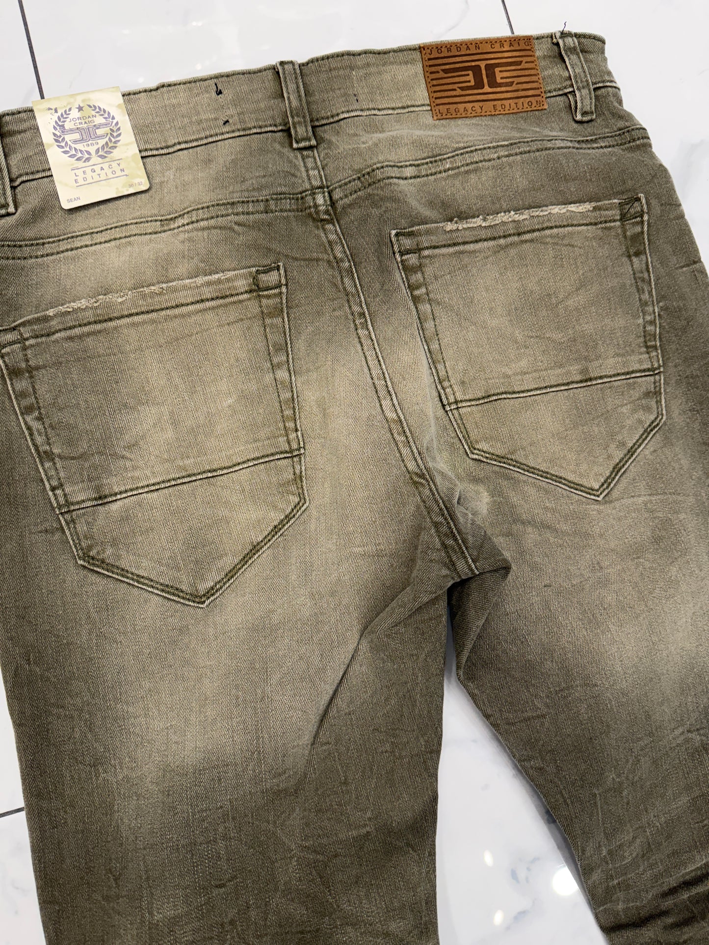 Jordan Craig Sean Fit Slim Fit Tapered Olive Jeans