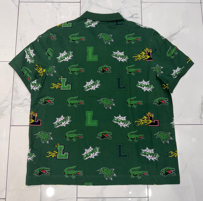 Lacoste Allover Crocodile Green Polo Shirt