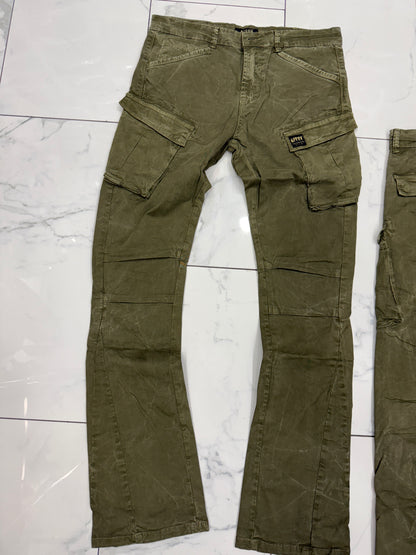 Apprv Denim Stacked Cargo Pants (Olive)