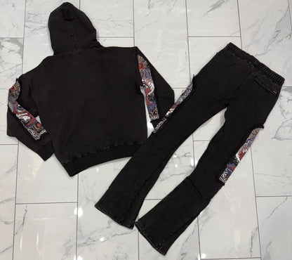 Hudson Black Acid Windows Fleece Stacked Fit Sweatsuit U
